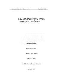 La modalización en el discurso poético / Juan María Calles Moreno | Biblioteca Virtual Miguel de Cervantes