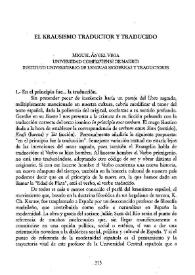 El krausismo traductor y traducido / Miguel Ángel Vega | Biblioteca Virtual Miguel de Cervantes