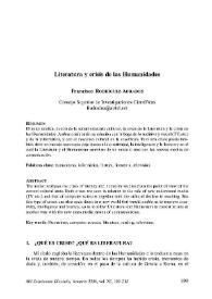 Literatura y crisis de las Humanidades / Francisco Rodríguez Adrados | Biblioteca Virtual Miguel de Cervantes