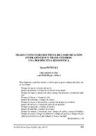 Traducción como doctrina de comunicación inter-géneros y trans-géneros: una perspectiva semioética / Susan Petrilli | Biblioteca Virtual Miguel de Cervantes