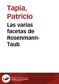 Las varias facetas de Rosenmann-Taub / por Patricio Tapia | Biblioteca Virtual Miguel de Cervantes