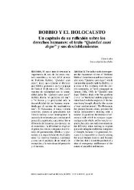 Bobbio y el holocausto. Un capítulo de su reflexión sobre los Derechos Humanos: el texto "Quindici anni dopo" y sus desdoblamientos / Celso Lafer | Biblioteca Virtual Miguel de Cervantes