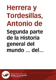 Segunda parte de la Historia general del mundo ... del señor rey don Felipe II el prudente, desde el año de MDLXXI hasta el de MDLXXXV / escrita por Antonio de Herrera ... | Biblioteca Virtual Miguel de Cervantes