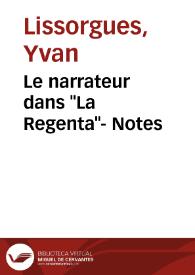 Le narrateur dans "La Regenta"- Notes / Yvan Lissorgues | Biblioteca Virtual Miguel de Cervantes