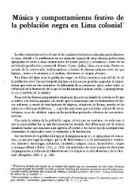 Música y comportamiento festivo de la población negra en Lima colonial / Juan Carlos Estenssoro Fuchs | Biblioteca Virtual Miguel de Cervantes