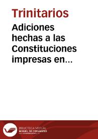 Adiciones hechas a las Constituciones impresas en Granada : hanse de poner al fin de  ellas | Biblioteca Virtual Miguel de Cervantes