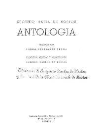 Antología / Eugenio María de Hostos; prólogo por Pedro Henríquez Ureña; selección, arreglo y apéndice por Eugenio Carlos de Hostos | Biblioteca Virtual Miguel de Cervantes