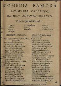 Satisfazer callando / de don Agustin Moreto | Biblioteca Virtual Miguel de Cervantes