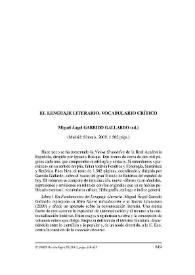 Miguel Ángel Garrido Gallardo (ed.). "El lenguaje literario. Vocabulario crítico". (Madrid: Síntesis, 2009) / Eliabe Procópio | Biblioteca Virtual Miguel de Cervantes