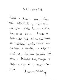 Carta de Miguel Delibes a Francisco Rabal. 22 de mayo de 1992 | Biblioteca Virtual Miguel de Cervantes