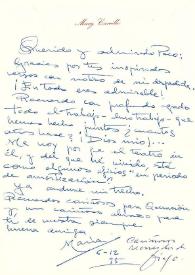 Carta de Mary Carrillo a Francisco Rabal. 6 de diciembre de 1995 | Biblioteca Virtual Miguel de Cervantes