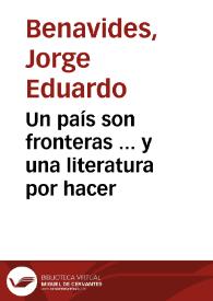 Un país son fronteras ... y una literatura por hacer | Biblioteca Virtual Miguel de Cervantes