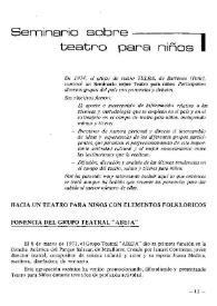 Seminario sobre teatro para niños | Biblioteca Virtual Miguel de Cervantes