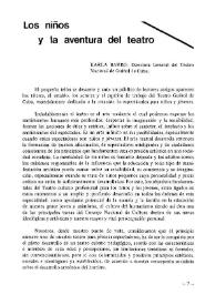 Los niños y la aventura del teatro / Karla Barro | Biblioteca Virtual Miguel de Cervantes