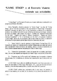 "Living Stage" o el Escenario Viviente extiende sus actividades | Biblioteca Virtual Miguel de Cervantes