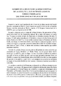Informe de la reunión de la Mesa Directiva de la A.S.S.I.T.E.J. que ha tenido lugar en Sibenik (Yugoslavia) del 23 de junio al 2 de julio de 1979 / María Nieves Sunyer | Biblioteca Virtual Miguel de Cervantes