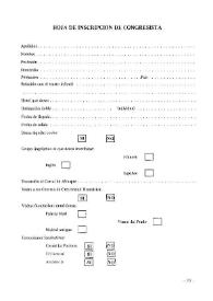 Hoja de inscripción de congresista | Biblioteca Virtual Miguel de Cervantes