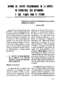Informe del centro estadounidense de la ASSITEJ: su estructura, actividades y sus planes para el futuro / presentado por Ann M. Shaw, presidenta del Centro Estadounidense de la ASSITEJ. Abril de 1980 | Biblioteca Virtual Miguel de Cervantes