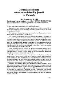 Jornadas de debate sobre teatro infantil y juvenil en Cataluña | Biblioteca Virtual Miguel de Cervantes