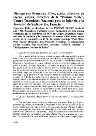 Diálogo con Fraçoise Pillet, actriz, directora de escena, autora, directora de la "Pomme Verte", Centro Dramático Nacional para la Infancia y la Juvenud de Sartrouville, Francia / Anne Laurence Renaut | Biblioteca Virtual Miguel de Cervantes