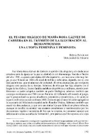 El teatro trágico de María Rosa Gálvez de Cabrera en el tránsito de la Ilustración al Romanticismo / Helena Establier Pérez | Biblioteca Virtual Miguel de Cervantes