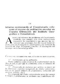 Informe contestando al Cuestionario referente al exceso de población escolar en España (Dirección del Instituto Geográfico y Estadístico) / Eduardo Ibarra Rodríguez | Biblioteca Virtual Miguel de Cervantes