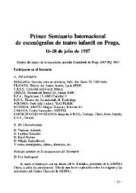 Primer Seminario Internacional de escenógrafos de teatro infantil en Praga, 16-18 de julio de 1987 | Biblioteca Virtual Miguel de Cervantes