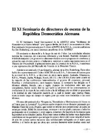 El XI Seminario de directores de escena de la República Democrática Alemana | Biblioteca Virtual Miguel de Cervantes