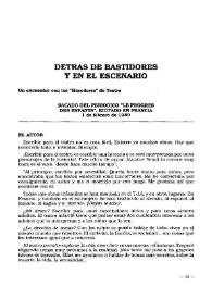 Detrás de bastidores y en el escenario : Un encuentro con los "Hacedores" de Teatro | Biblioteca Virtual Miguel de Cervantes