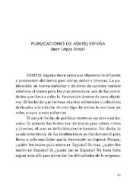 Publicaciones de ASSITEJ España / Juan López Berzal | Biblioteca Virtual Miguel de Cervantes