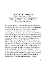 Un modelo de apoyo a la investigación teatral : (Colección de Ensayos y Premio de InvestigaciónTeatral Juan Cervera de ASSITEJ España) / Nicolás Morcillo Delgado | Biblioteca Virtual Miguel de Cervantes