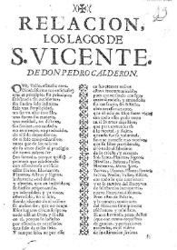 Los lagos de S. Vicente / de don Pedro Calderon | Biblioteca Virtual Miguel de Cervantes