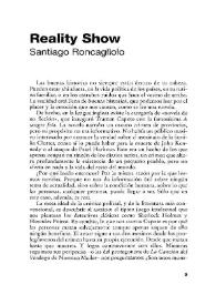 Reality Show / Santiago Roncagliolo | Biblioteca Virtual Miguel de Cervantes