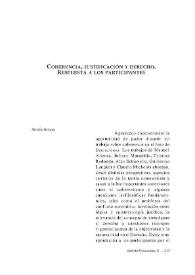 Coherencia, justificación y derecho. Respuesta a los participantes / Amalia Amaya | Biblioteca Virtual Miguel de Cervantes
