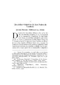 Un códice visigótico de San Pedro de Cardeña. (British Museum, Additional ms. 30055) / Walter Muir Whitehill | Biblioteca Virtual Miguel de Cervantes
