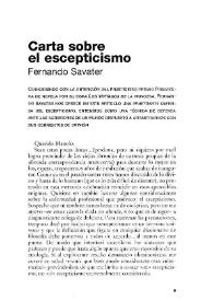 Carta sobre el escepticismo / Fernando Savater | Biblioteca Virtual Miguel de Cervantes
