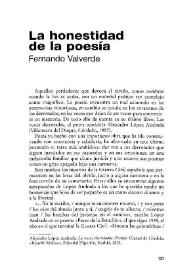 La honestidad de la poesía / Fernando Valverde | Biblioteca Virtual Miguel de Cervantes