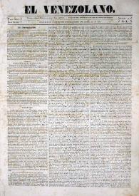 El Venezolano. Núm. 1, lunes 24 de agosto de 1840 | Biblioteca Virtual Miguel de Cervantes