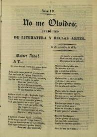 No me olvides. Núm. 19, 10 de setiembre de 1837 [sic] | Biblioteca Virtual Miguel de Cervantes