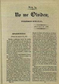 No me olvides. Núm. 39, 28 de enero de 1838 | Biblioteca Virtual Miguel de Cervantes