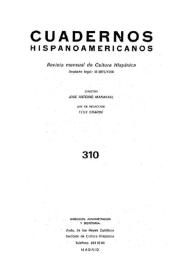 Cuadernos Hispanoamericanos. Núm. 310, abril 1976 | Biblioteca Virtual Miguel de Cervantes