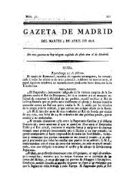 Gazeta de Madrid. 1808. Núm. 31, 5 de abril de 1808 | Biblioteca Virtual Miguel de Cervantes