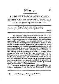El Despertador Americano: correo político económico de Guadalajara. Núm. 7, jueves 17 de enero de 1811 | Biblioteca Virtual Miguel de Cervantes