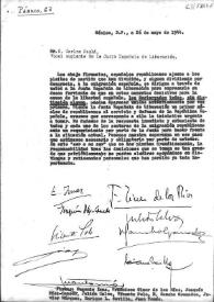 Carta de Eugenio Imaz, Francisco Giner de los Ríos y otros a Carlos Esplá. México, D. F., 26 de mayo de 1944 | Biblioteca Virtual Miguel de Cervantes