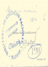 Carta de González Blanco, Pedro | Biblioteca Virtual Miguel de Cervantes