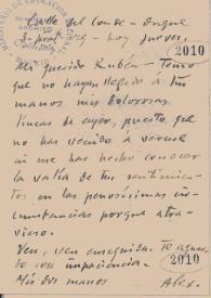 Carta de Sawa, Alejandro | Biblioteca Virtual Miguel de Cervantes