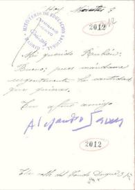 Carta de Sawa, Alejandro | Biblioteca Virtual Miguel de Cervantes