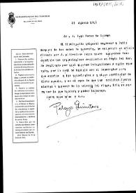 Carta en la que comunica que al no saber nadie nada sobre los descubrimientos de Prado del Rey ha pedido al Gobernador que se dirija a las autoridades de dicha localidad y en caso de que fueran ciertas se trasladaría al lugar del hallazgo | Biblioteca Virtual Miguel de Cervantes