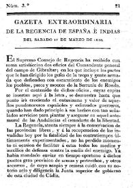 Gaceta de la Regencia de España e Indias. Año 1810. Núm. 3, Gazeta Extraordinaria 17 de marzo de 1810 | Biblioteca Virtual Miguel de Cervantes