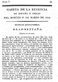 Gaceta de la Regencia de España e Indias. Año 1810. Núm. 7, 27 de marzo de 1810 | Biblioteca Virtual Miguel de Cervantes